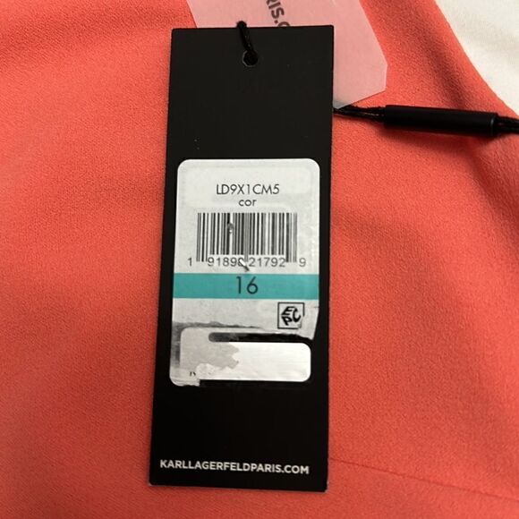 Karl Lagerfeld peachy pink scalloped pear midi dress size 16 - Picture 9 of 12